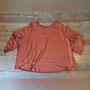 AnyBody Rust Orange Long Sleeve Scoop Neck Top